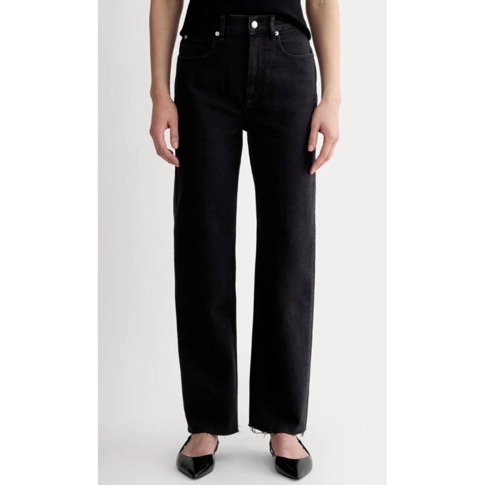 EVERLANE Organic Cotton Way-High Jeans Coal Black Women Size 30 Straight Leg